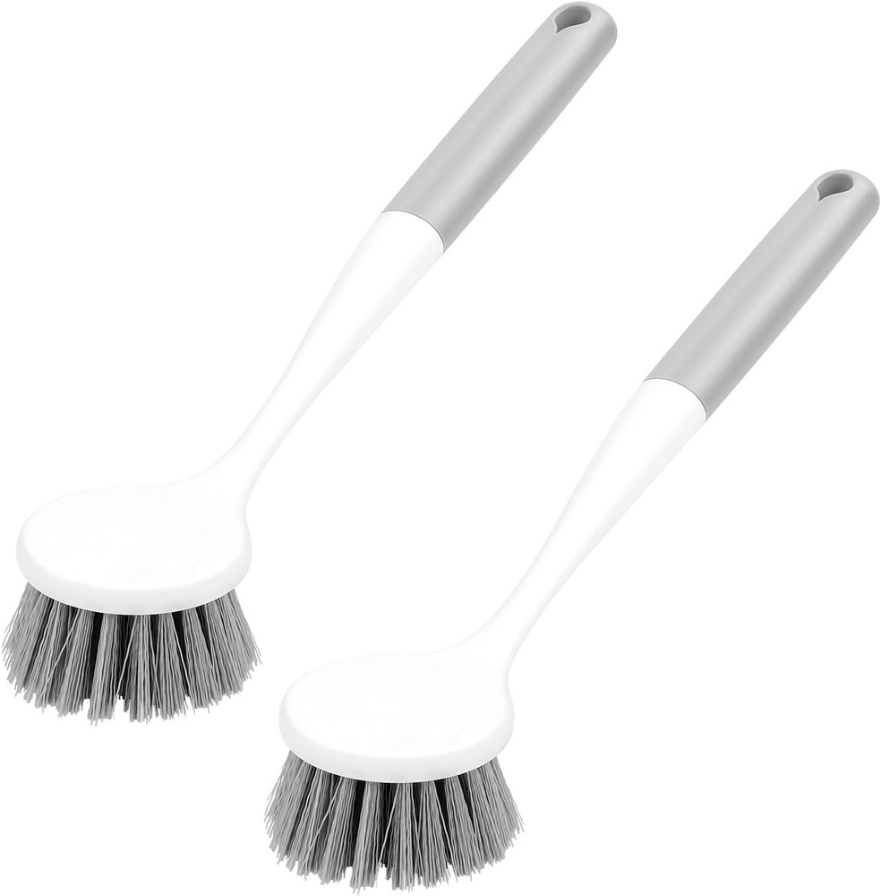 2 Pack Kitchen Scrub Brushes for Cleaning Dish Brush with Handle for Pans, Pots,