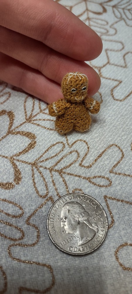 Handmade Micro Mini Crochet Gingerbread Man