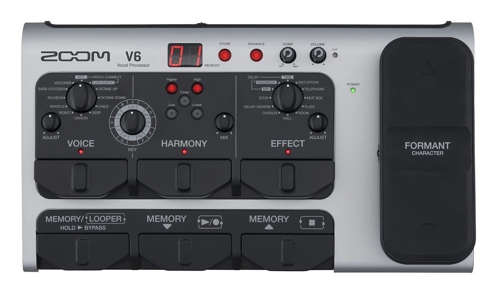 Zoom V6-SP Vocal Processor, Vocal Effects Pedal, Formant Pedal, Harmony, Loop...