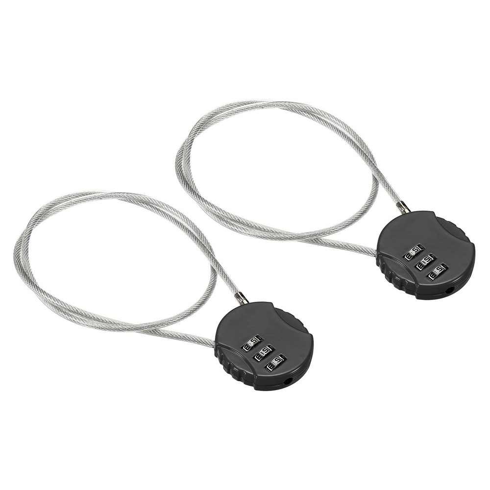 Small Combination Block 19.6", 2pcs 3 Digit Luggage Lock, Black