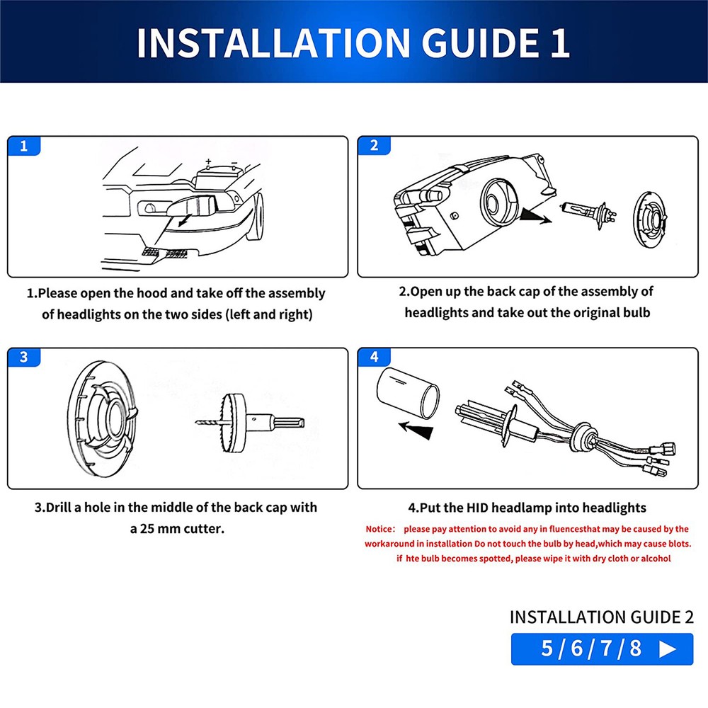 VLAND Bulbs D2H HID Xenon Kits w/ Decoder Ballasts 6000K 55W High Low Beam Light
