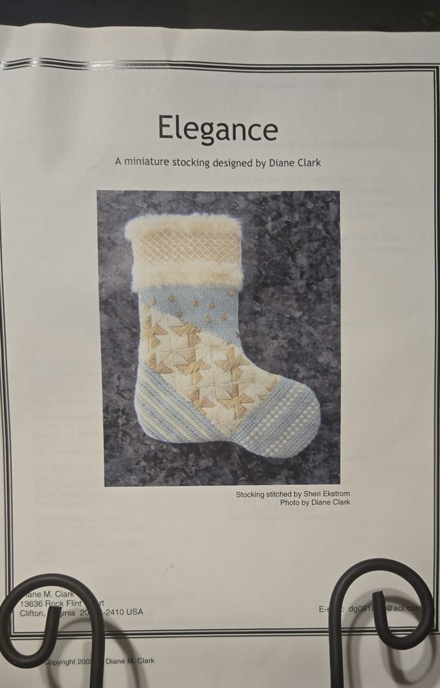 Needlepoint Miniature Stocking Elegance By Diane Clark