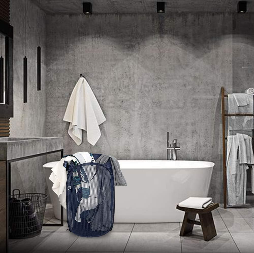 Lightweight Mesh Laundry Baskets - Reinforced Handles, Space-Saving Design