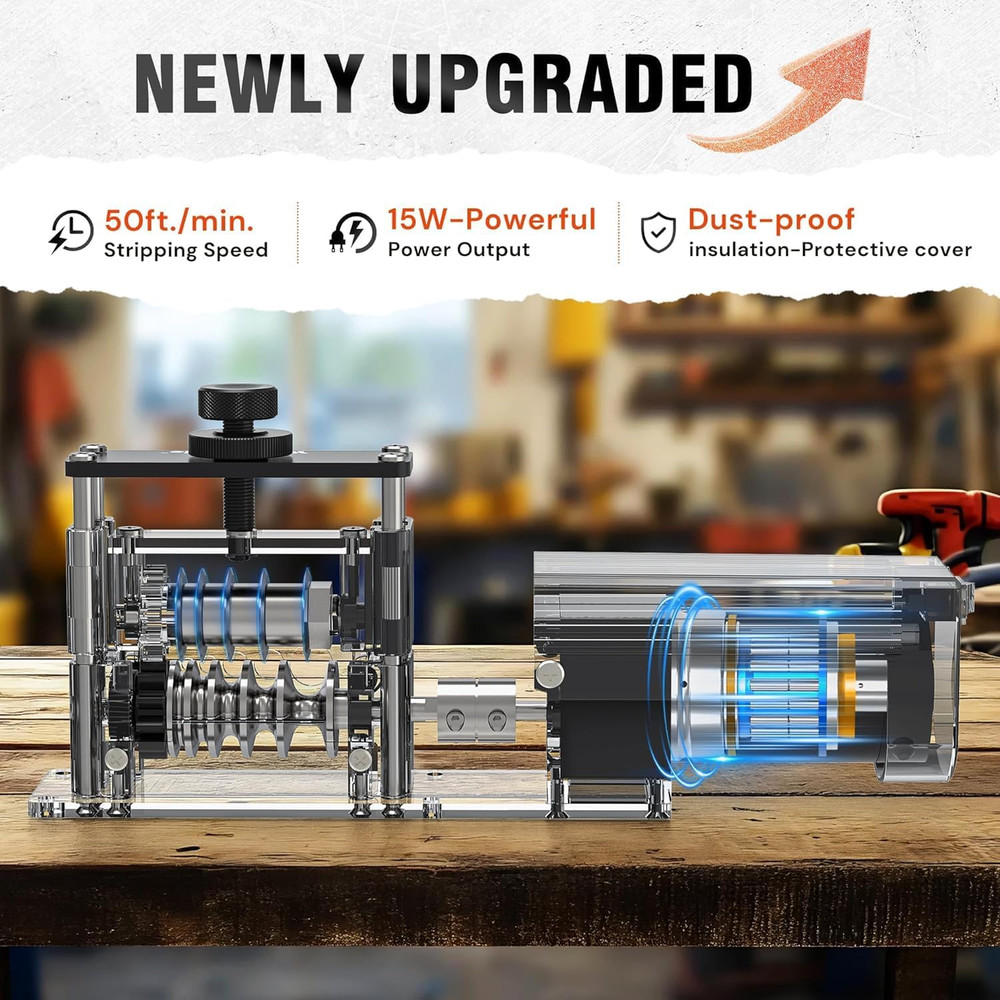 Automatic Wire Stripper Machine with Upgraded Motor, Electric Cable Stripping To