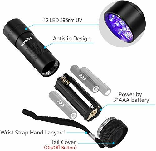 Black Light 2 Pcs Uv Handheld Blacklight Flashlights 12 Led 395nm Mini Light