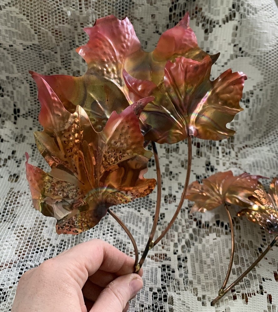 Vintage Home Interiors Copper Leaf Wall Decor, 6-9”, 2 PCs
