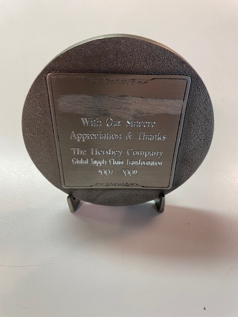 Vintage Hershey Medallion Recognition Award & Stand w/ Milton Hershey & Student