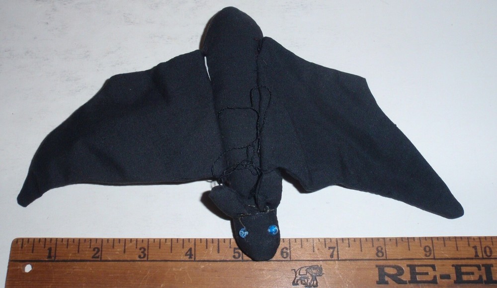Vintage Halloween Hanging Bat Soft Sculpture Fork Art