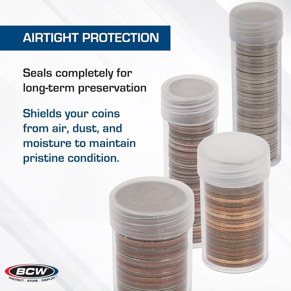 10-Pack Durable Coin Tubes for Silver Dollars - Airtight & Secure Storage