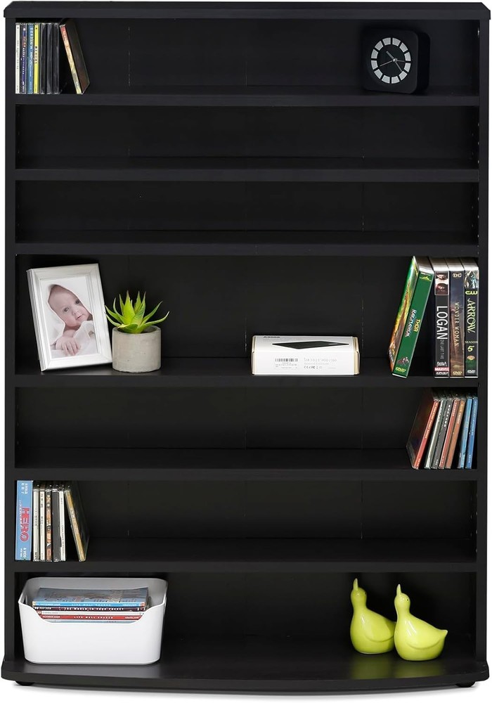 6-Tier Multimedia Storage Tower Audio Shelving Storage Cabinets Easy Assembly