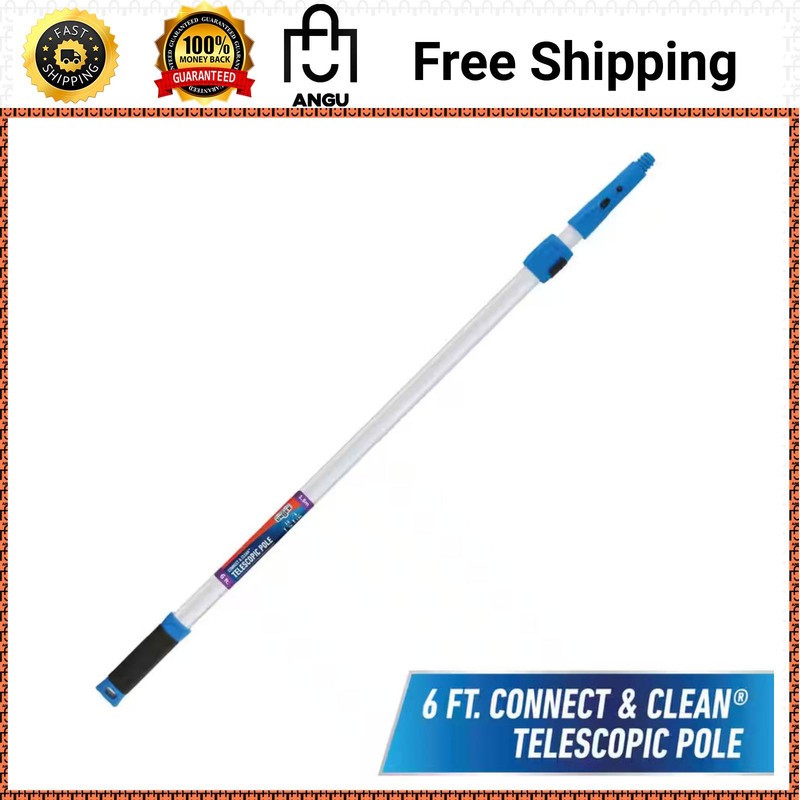 6ft Aluminum Telescoping Pole Connect & Clean Locking Cone Quick Clamps