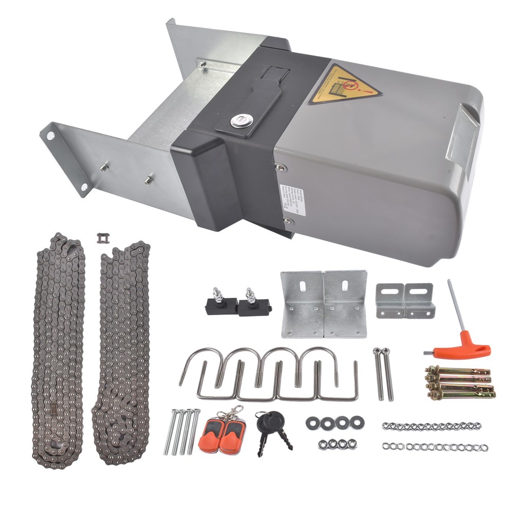 Single-Button Automatic Sliding Gate Opener Operator Kit 1800lbs W/o Infrared