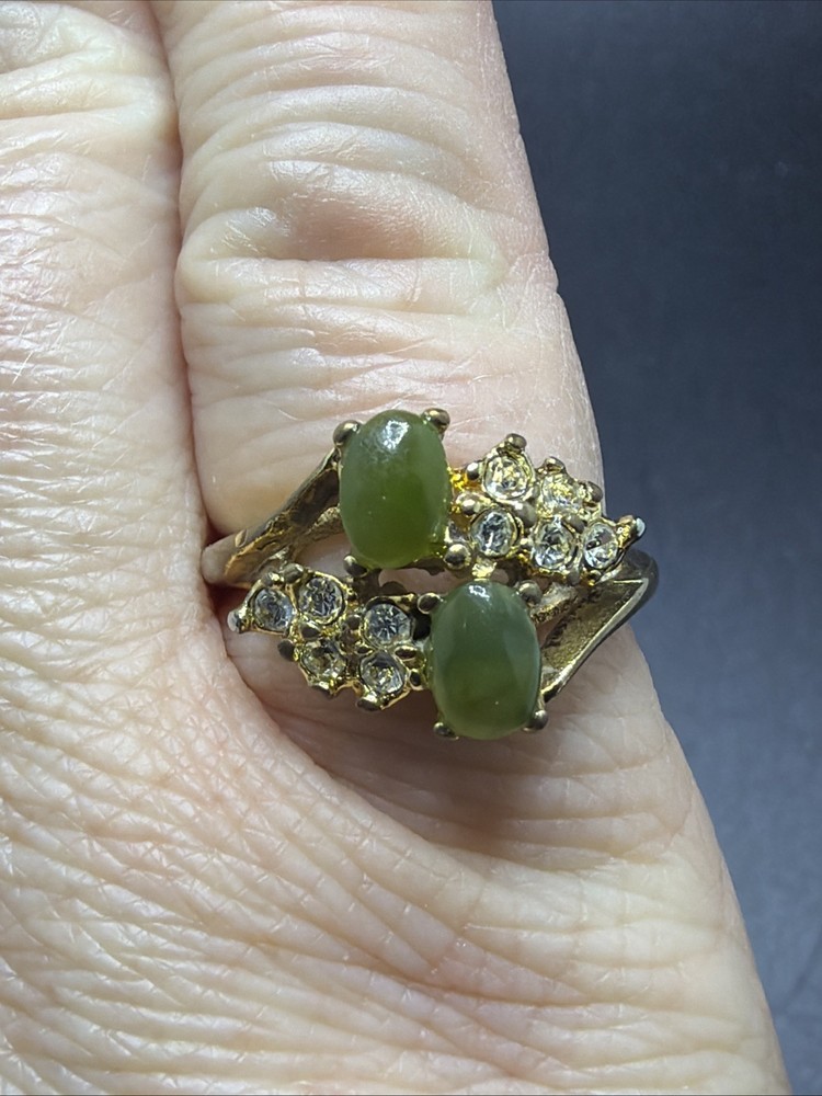 Vintage 16kt GP Jade Ring