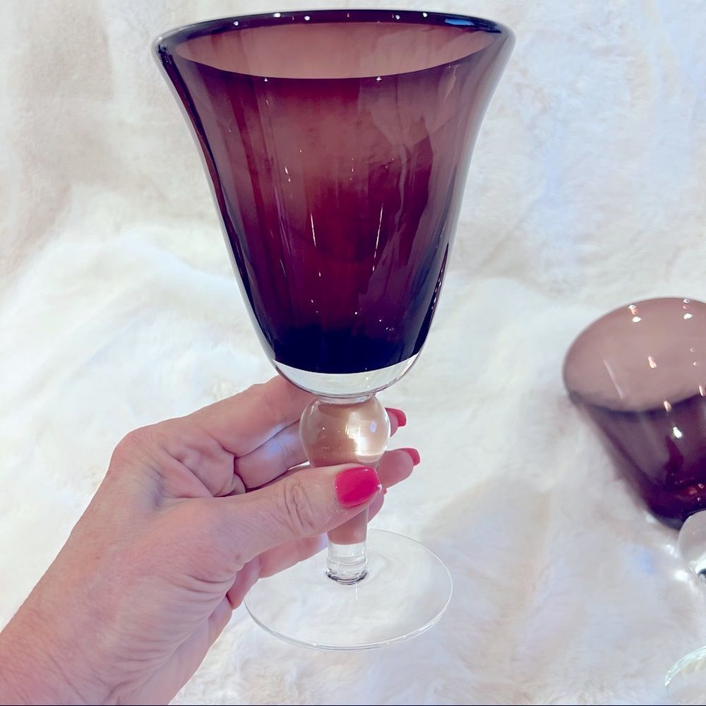 Last One! Amethyst Blown Glass Goblet