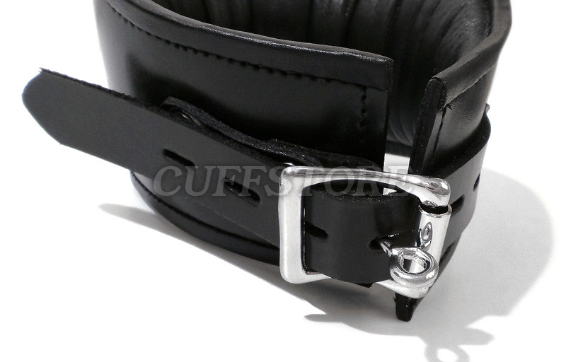 Adjustable Size Deluxe Padded Black Leather Posture Collar