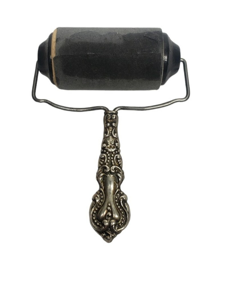 Antique Ink Blotter Roller Sterling Silver Embossed Handle