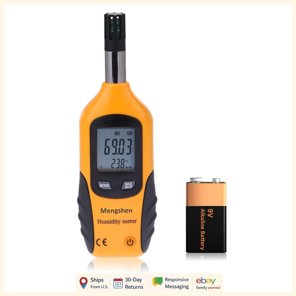 Handheld Temperature and Humidity Meter with Dew Point and Wet Bulb Features