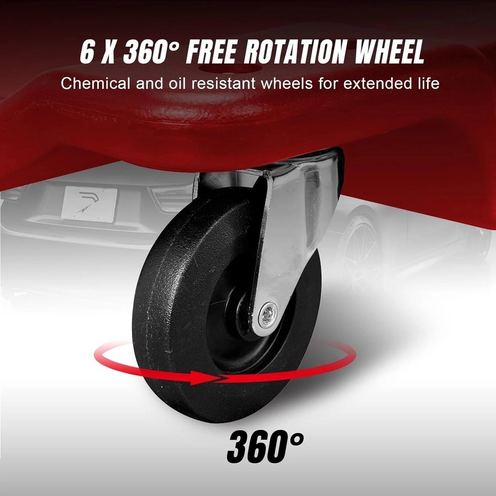 Comfortable Rolling Garage Creeper with Shoulder Recess & Tool Storage, 40"