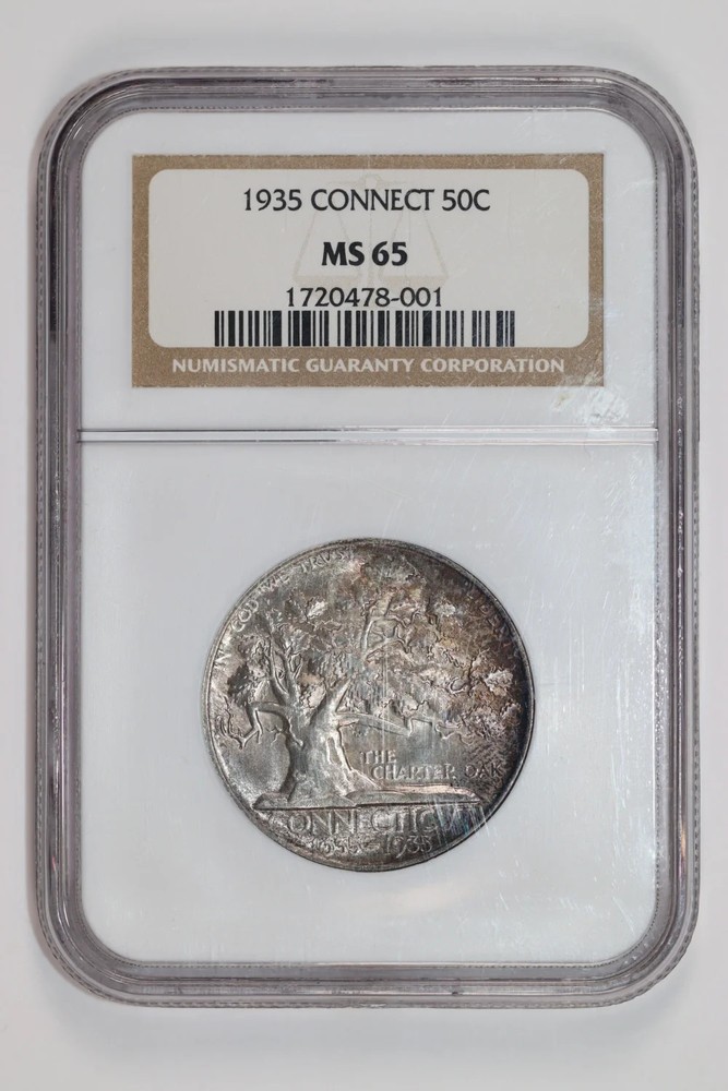 1935 CONNECTICUT COMMEMORATIVE HALF DOLLAR NGC MS65