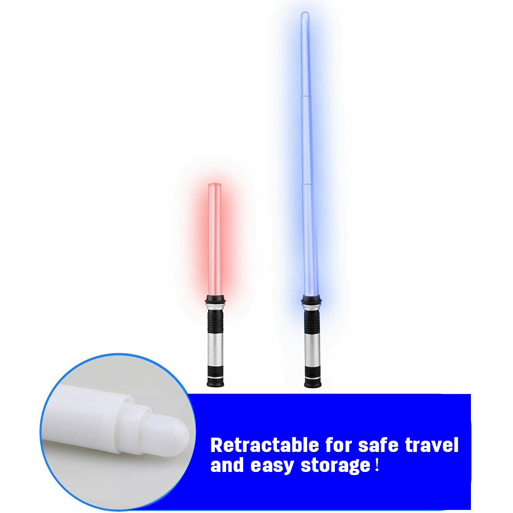 2Pcs Lightsaber Light Up Saber Retractable 7 Colors Changeable LED Light Sword