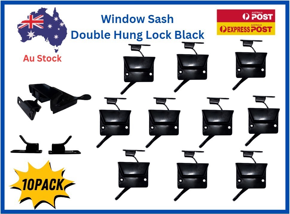 Window Lock Sash Double Hung Cam Lock Vertical or Horizontal Black - 10 pack
