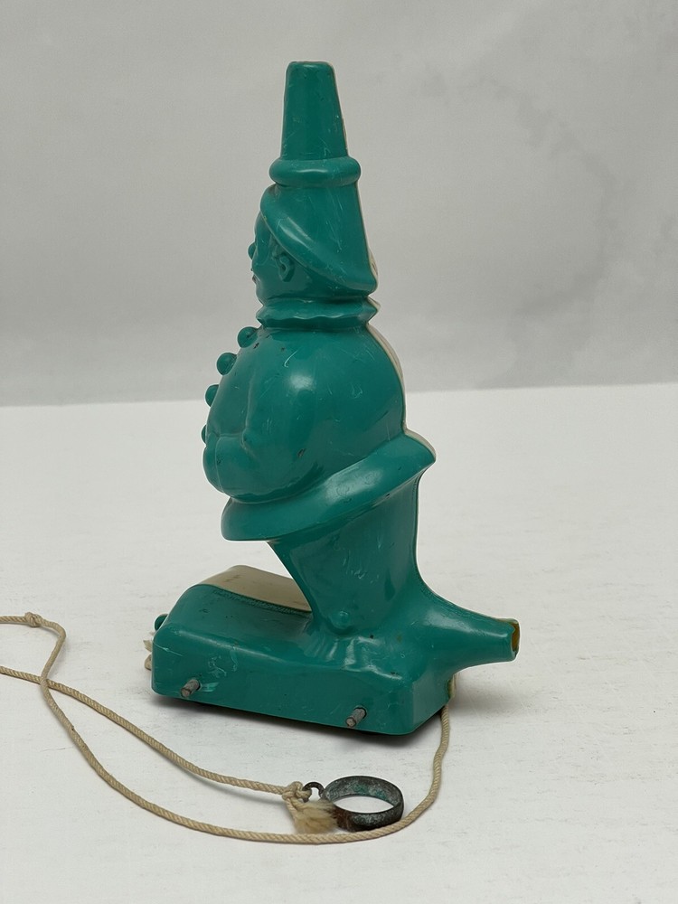 Rare Two Color Plastic Clown Pull Toy