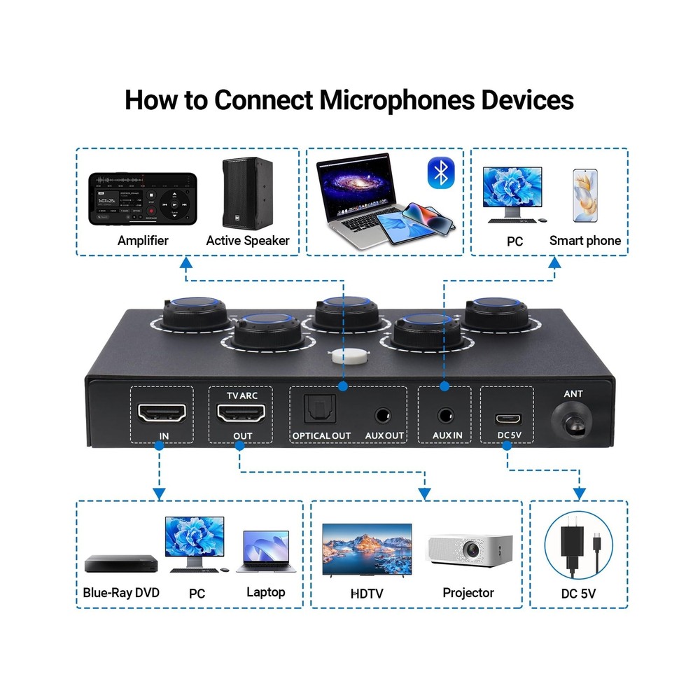 Karaoke Microphone Wireless System, Portable Karaoke Microphone Mixer System ...