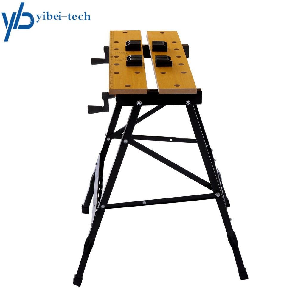 220lbs Capacity Adjustable Folding Workbench with Protractor & Built-in Ruler