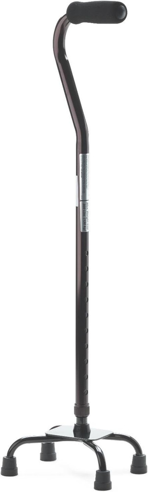 Quad Cane, Small Base, Black - Reliable Mobility Aid for Stability and Balance,