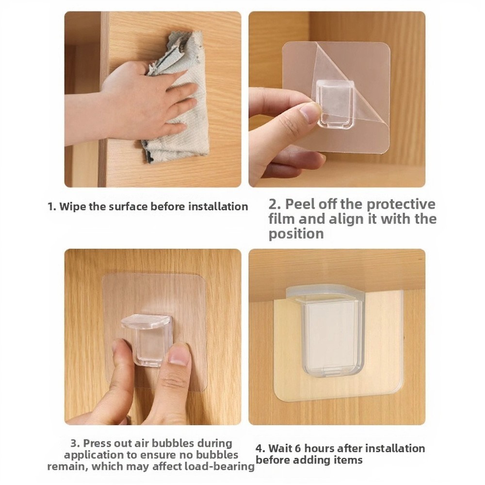Transparent Shelf Support Nails 16 Pack 7x7cm for Hard Smooth Surfaces