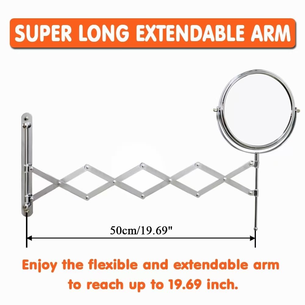 8-Inch Wall Mounted Bathroom Mirror, 1X/7X Magnification, Space-Saving Design