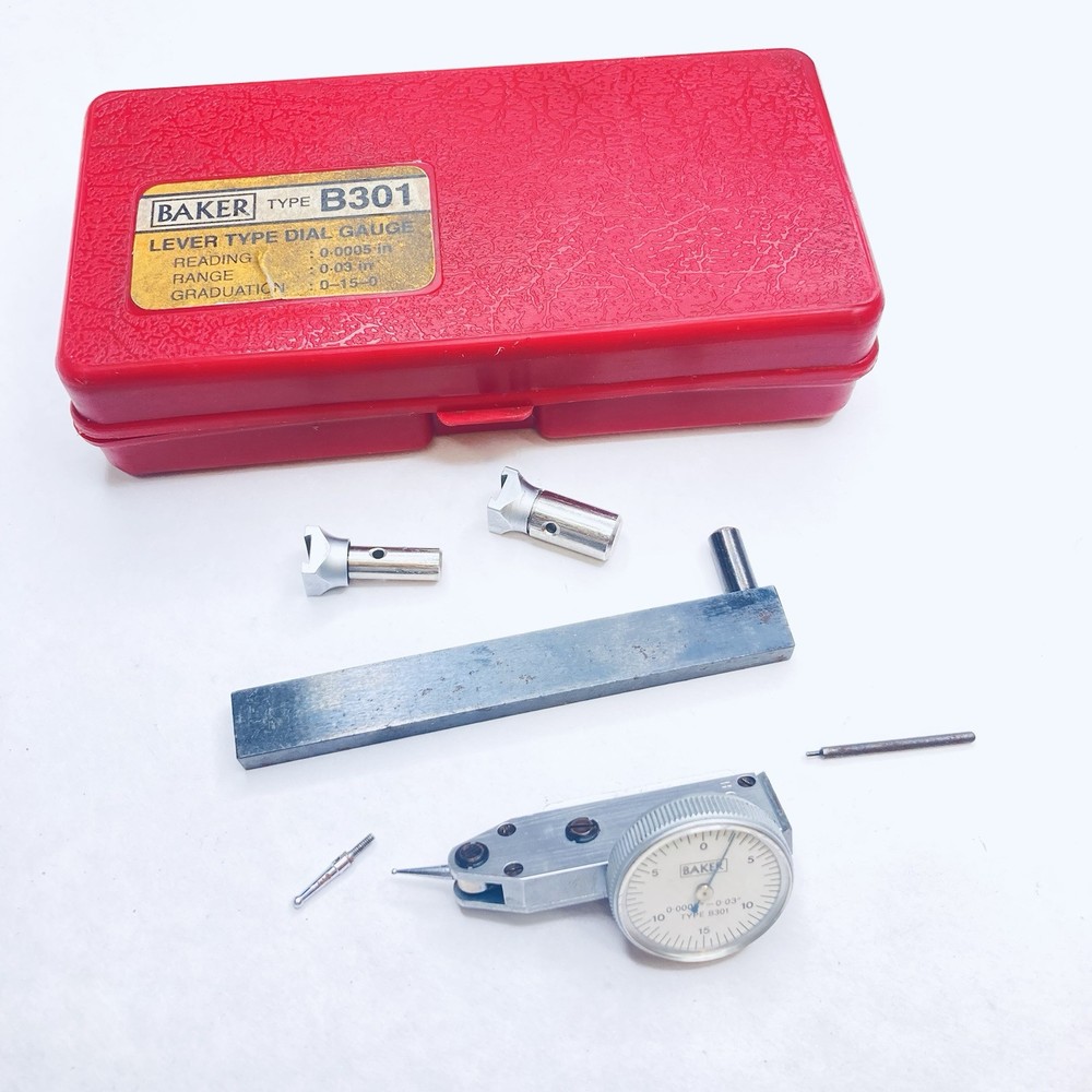 Baker B301 Dial Test Indicator Set 0.0005" Grads w/Case