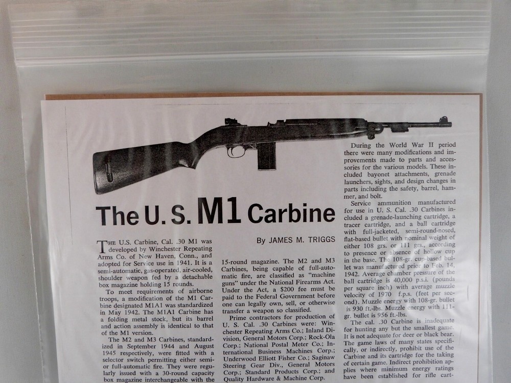 U.S. M-1 CARBINE BREAK DOWN INSTRUCTION KIT