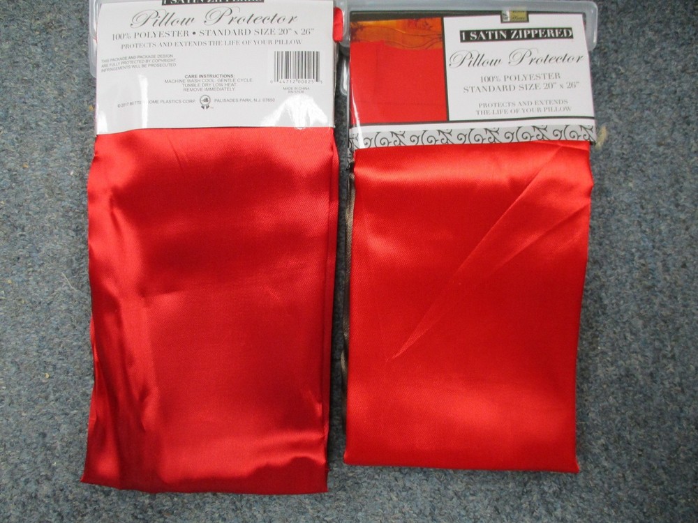 2 EACH Satin Pillow Protector Zippered Pillowcase Pair CANDYRED BRAND  NEW !!!!!