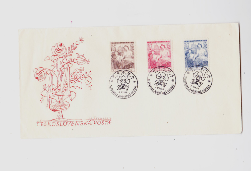 KAPPYS CZECHOSLOVAKIA #343-45 ON COMMEMORATIVE COVER  9/1
