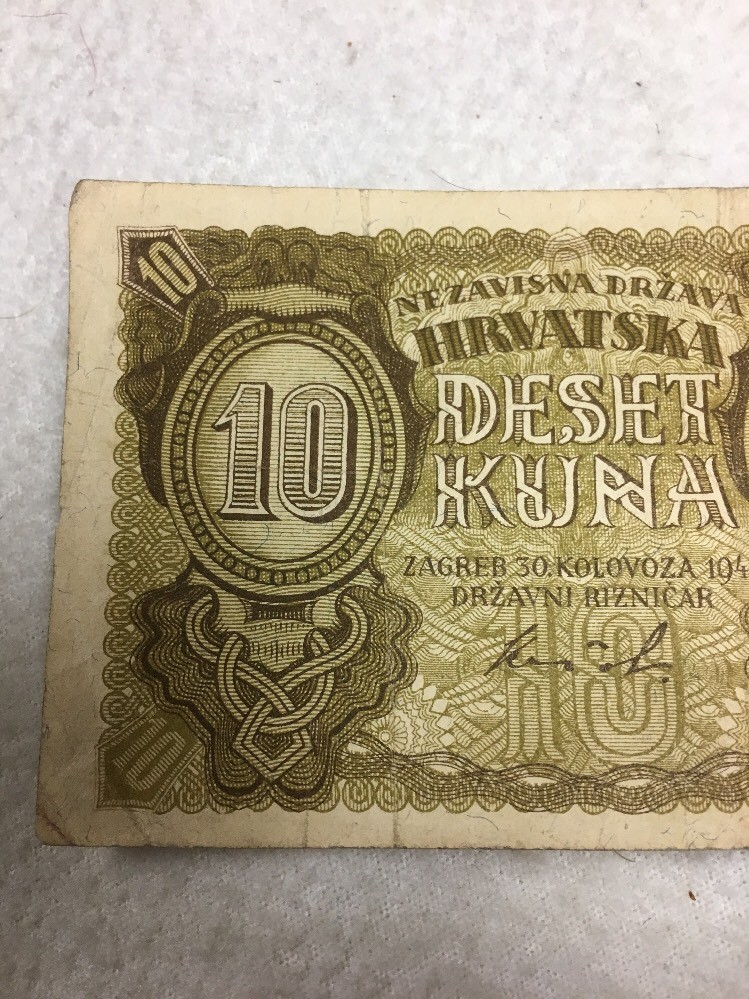 Croatia 10 Kuna 1941 Banknote Good