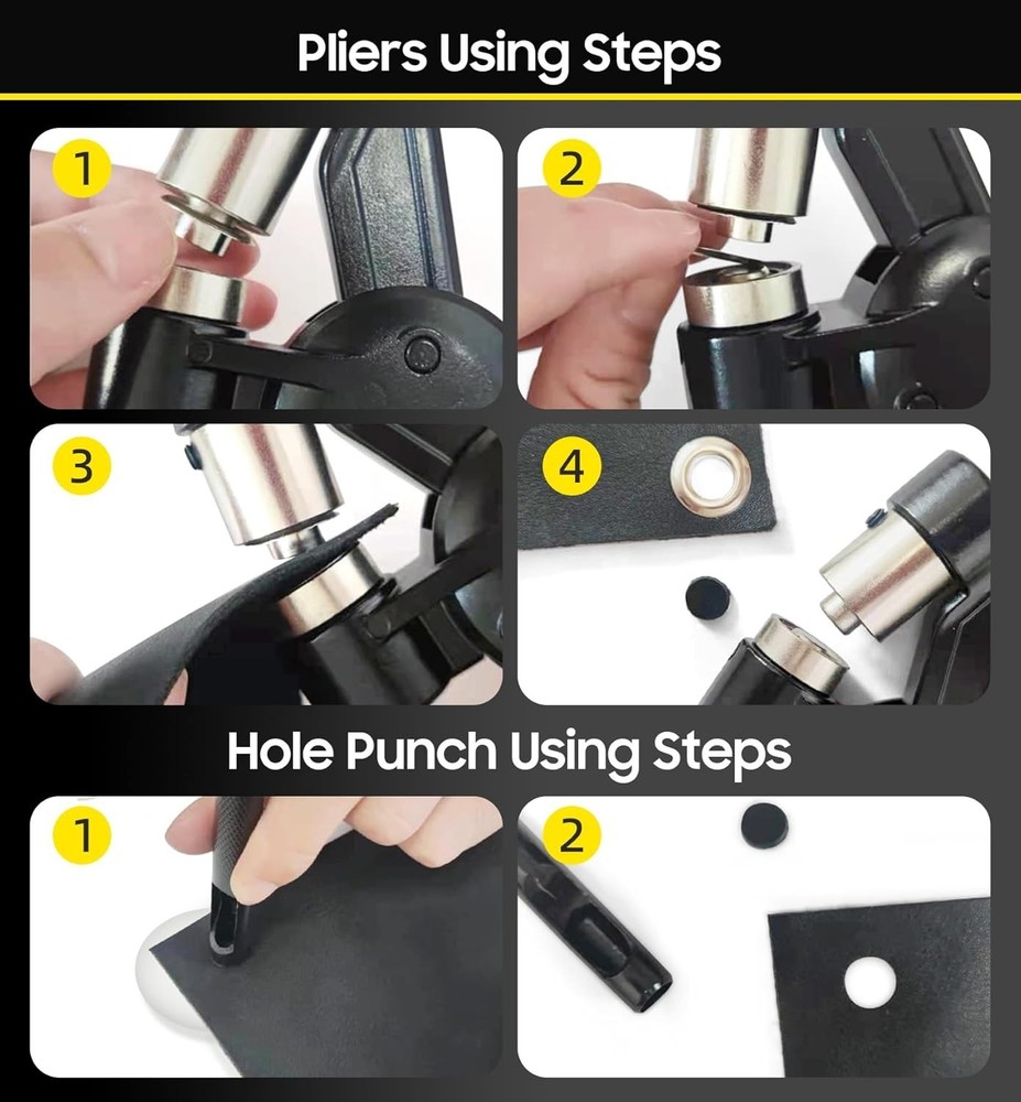 Grommet Tool Kit - 608 Pcs with Heavy Duty Eyelet Maker for Multi-Sized Projects