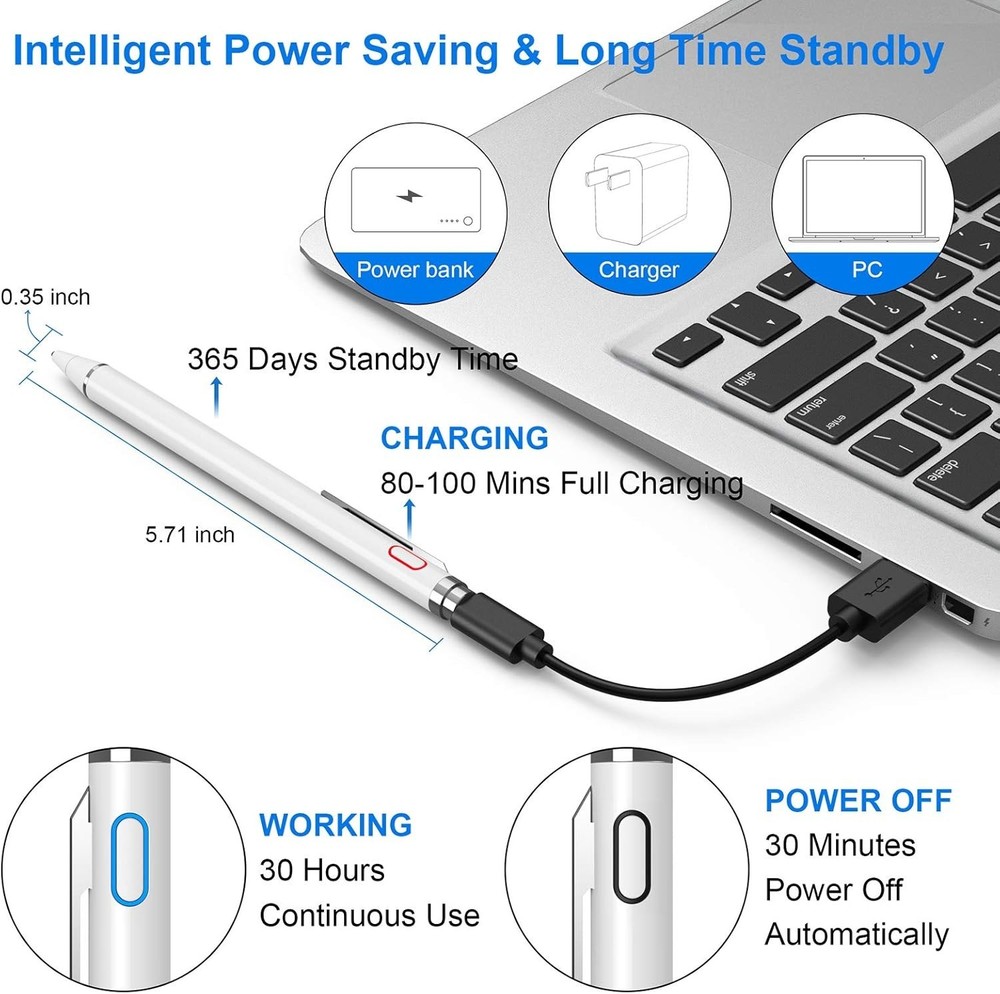 Long-Lasting Rechargeable Stylus for iOS/Android - Perfect Gift for Creatives