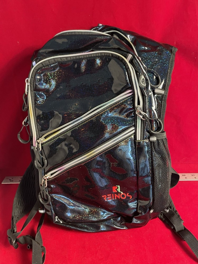 REINOS Hiking Hydration Backpack Black Multicolor Multiple Compartments Mesh