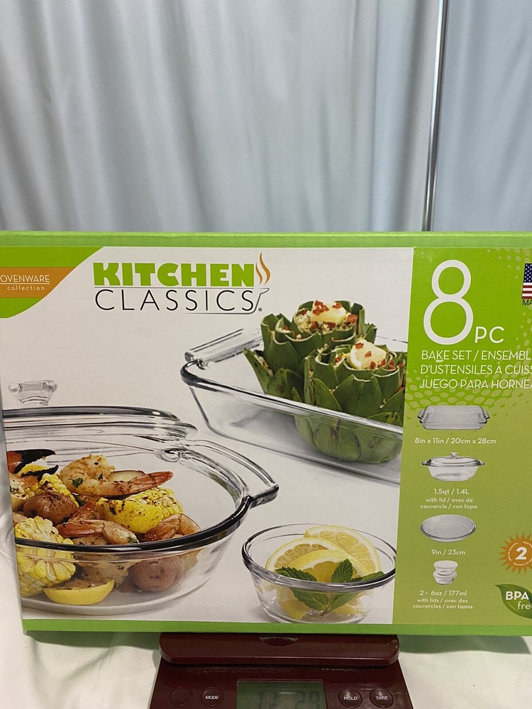 Kitchen Classics 195-92216LIB Tempered Glass Bake Set, 8-Pc.