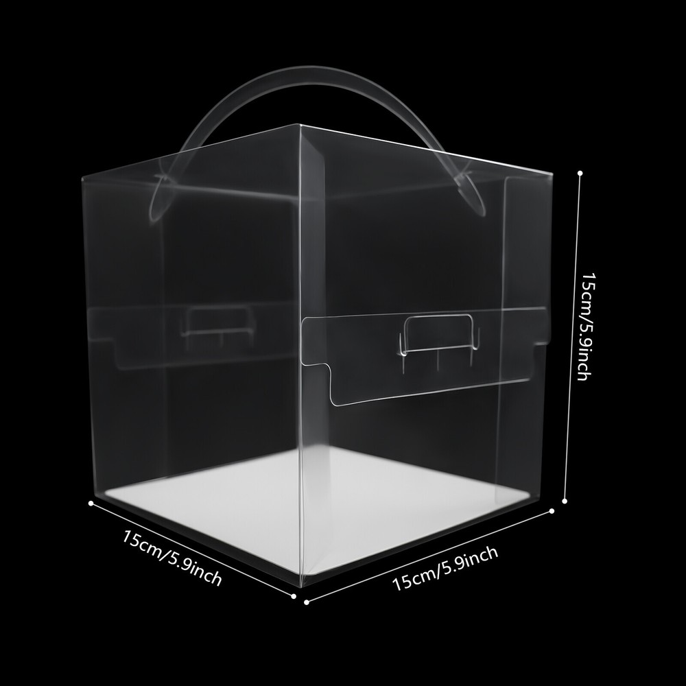 50 Count Clear Cake Boxes Set - Square Design with Sturdy Handle US