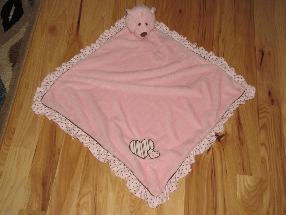 BABY GANZ CHOCOLATE CHIPS TEDDY BEAR SECURITY BLANKET LOVEY PINK BROWN DOT