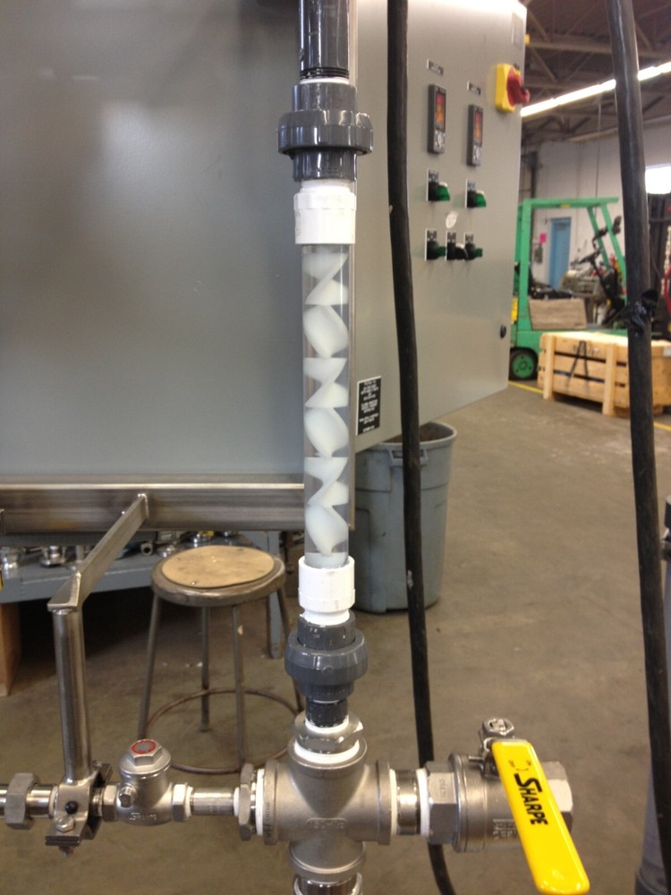 Static mixer 1" clear schedule 40 , viscous , pastes, high viscosisty, Nitrox