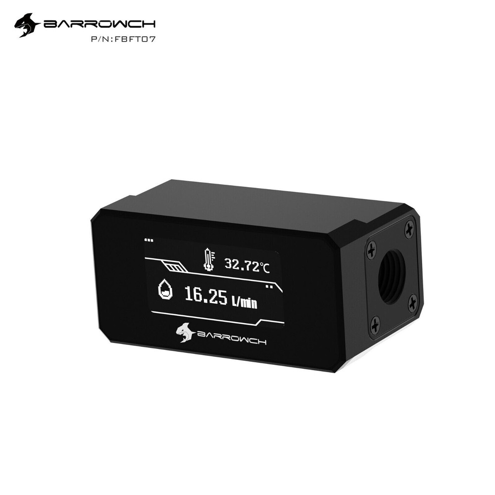 G1/4 Thread 2 Way Water Cooling Flow Meter Indicator Temperature Digital Display
