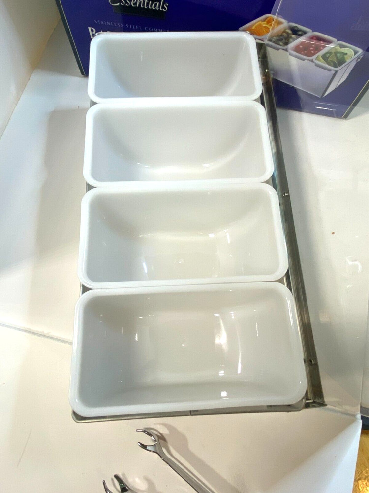TableCraft 4 Compartment Bar Caddy Set with Tongs