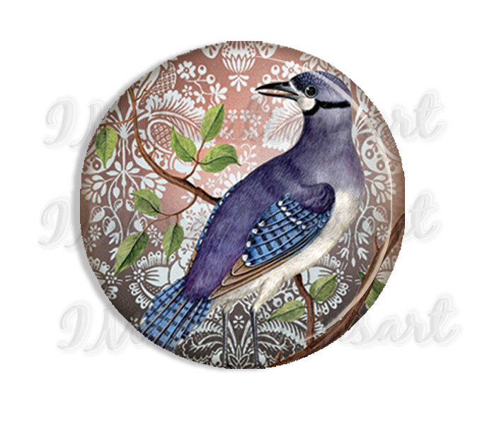 Lavender Bird Watching Nature Lover Handmade  Mirror, Magnet or Pinback 2.25"