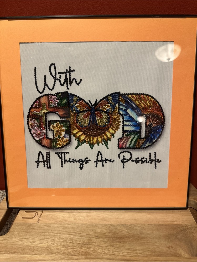 Diamond Art “With God All Things”  Wall Hanging - Framed