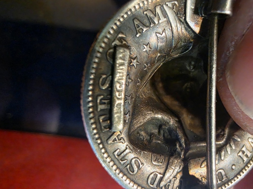 VERY RARE 1908 Barber Half Dollar Repousse' pin