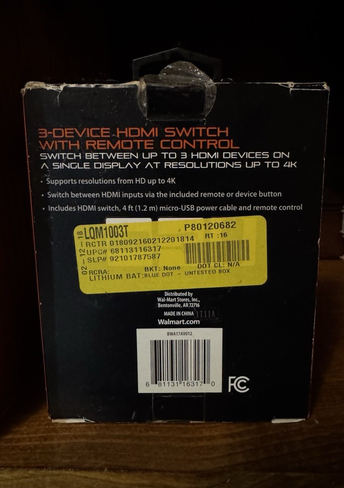 blackweb 3-Device HDMI Switch Supports 4K With Remote Control HDMI Output