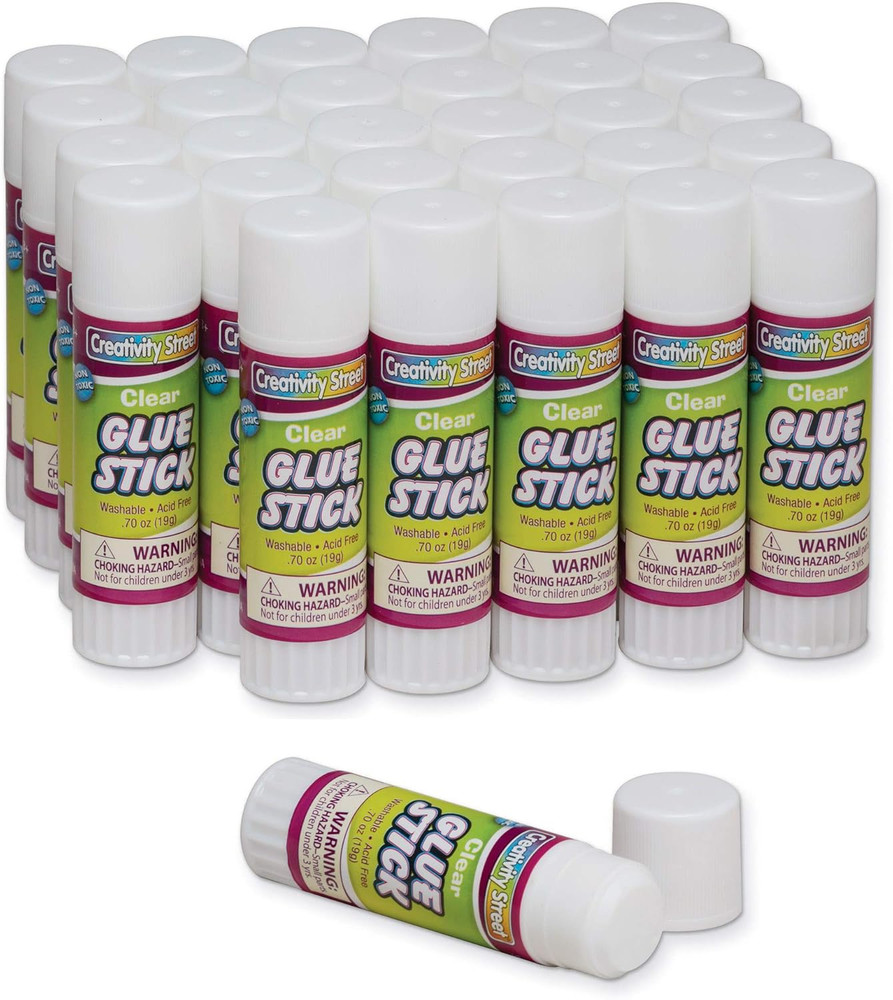 Large Glue Sticks, 30-Pack, White, .70-Ounce